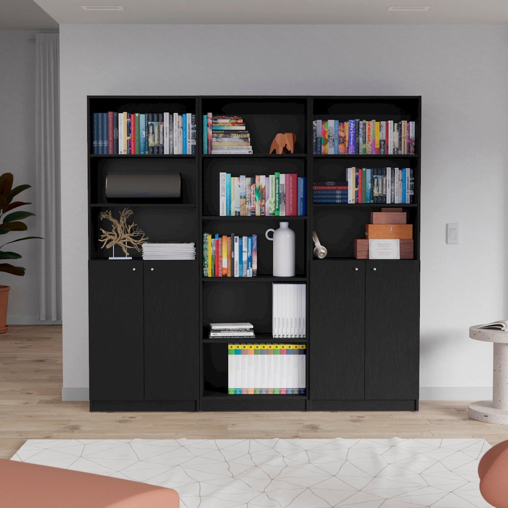 Acoma 3 Piece Living Room Set with 3 Bookcases, Wenge. Picture 6