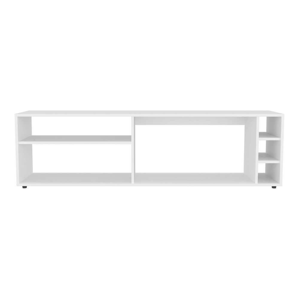 Mayo TVStand for 70" Screen with Open Storage and Melamine Finish, White. Picture 1