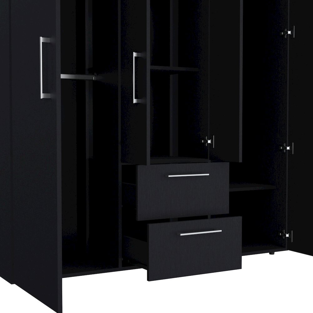 Boyden Wardrobe, All-in-One 2-Door Armoire with Central Storage ,Wenge. Picture 6