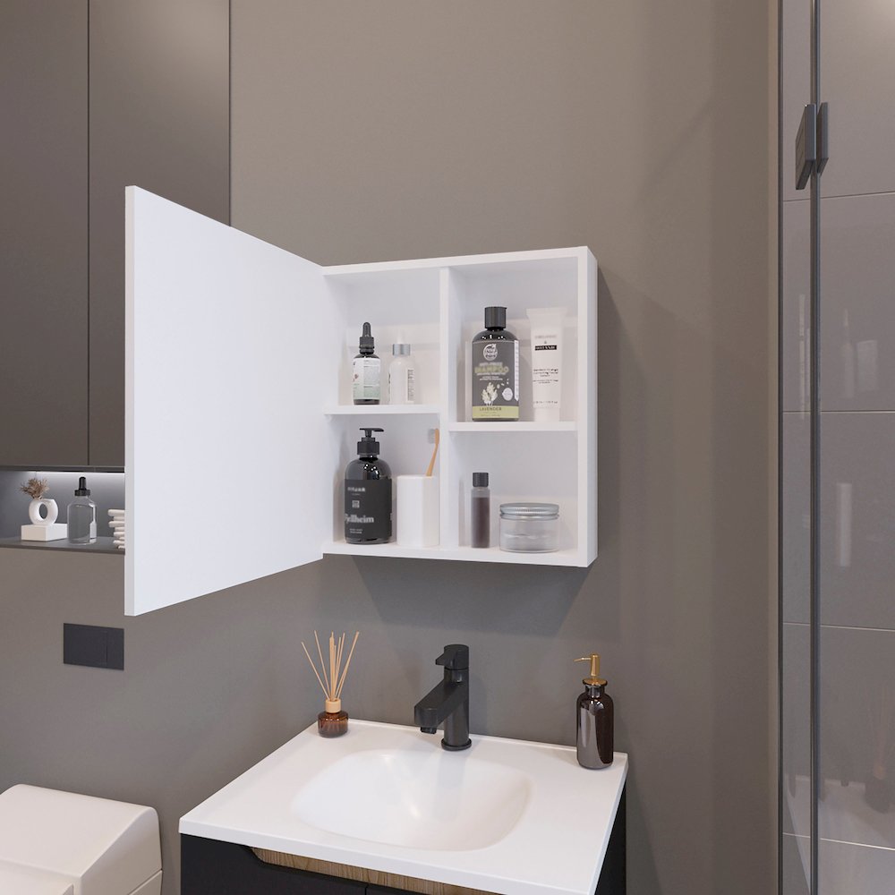 Morenci Medicine Cabinet With Included Mirror And 1 Door, White. Picture 3