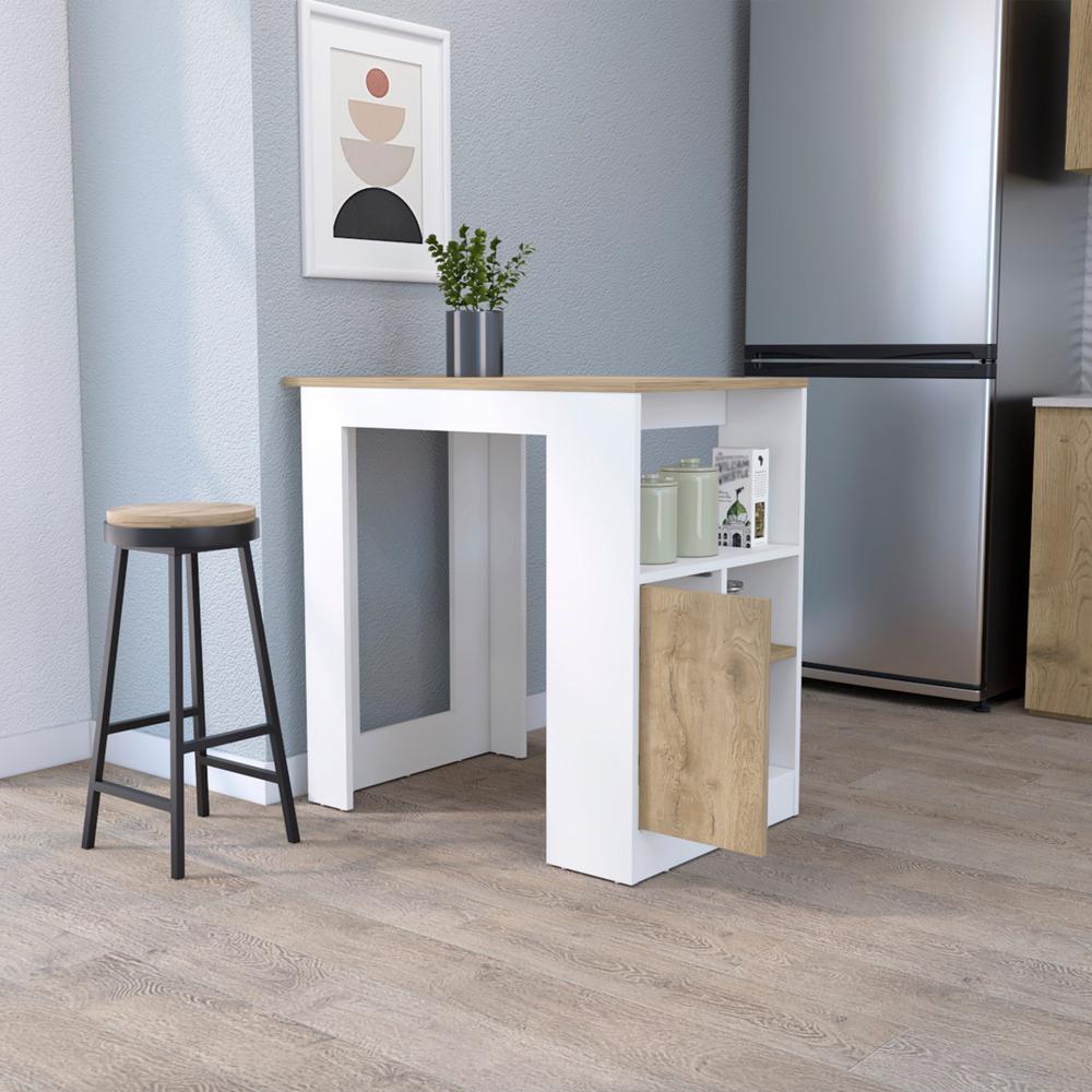 Culver Kitchen Island with Storage Shelves and Single Door Cabinet. Picture 3