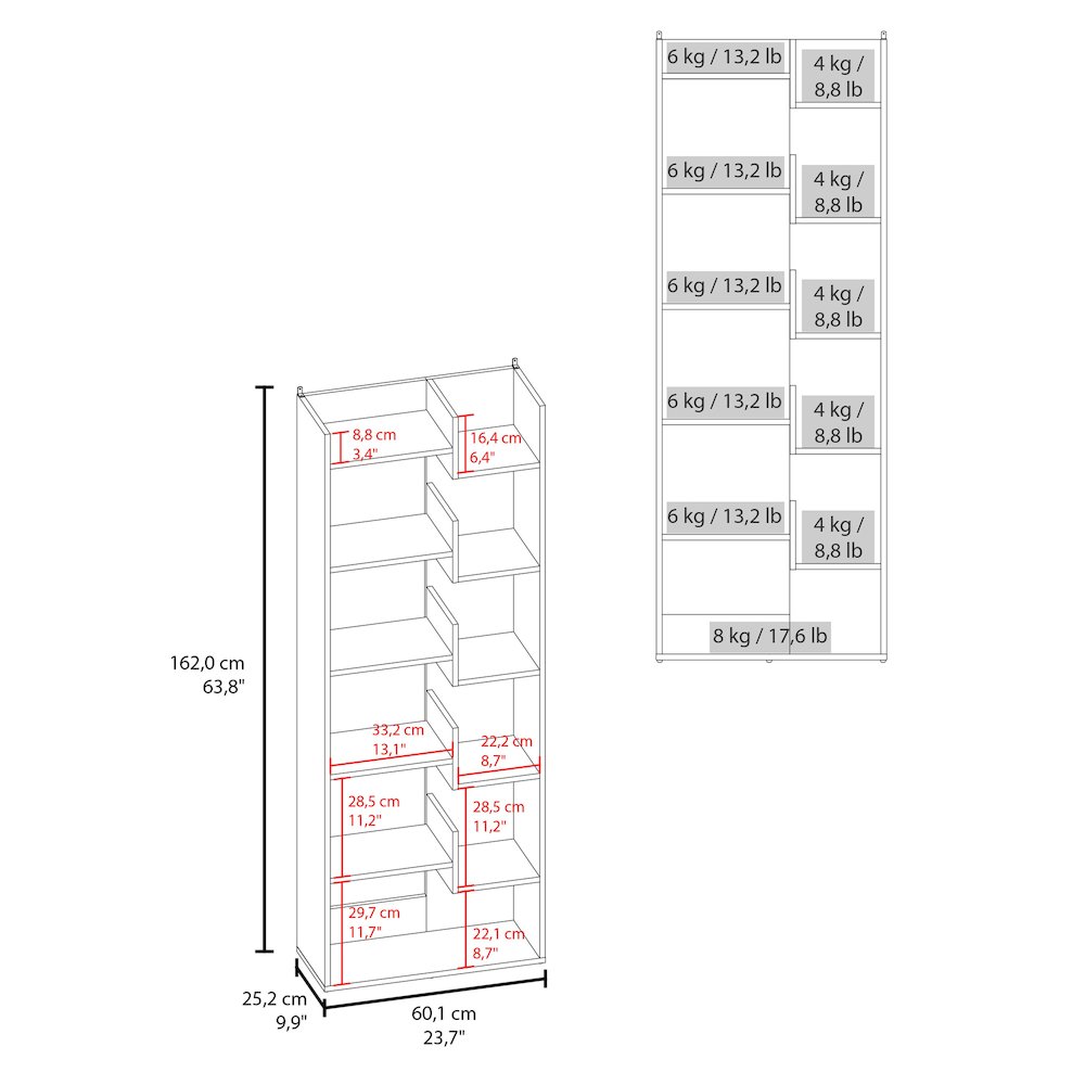 Perry Bookcase in Melamine with Open Storage, White. Picture 2