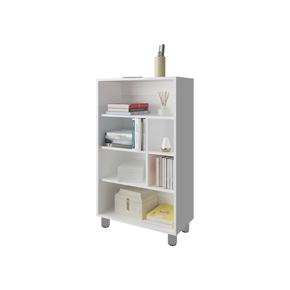 Charco Bookcase in Melamine with Six  Shelves, White. Picture 3