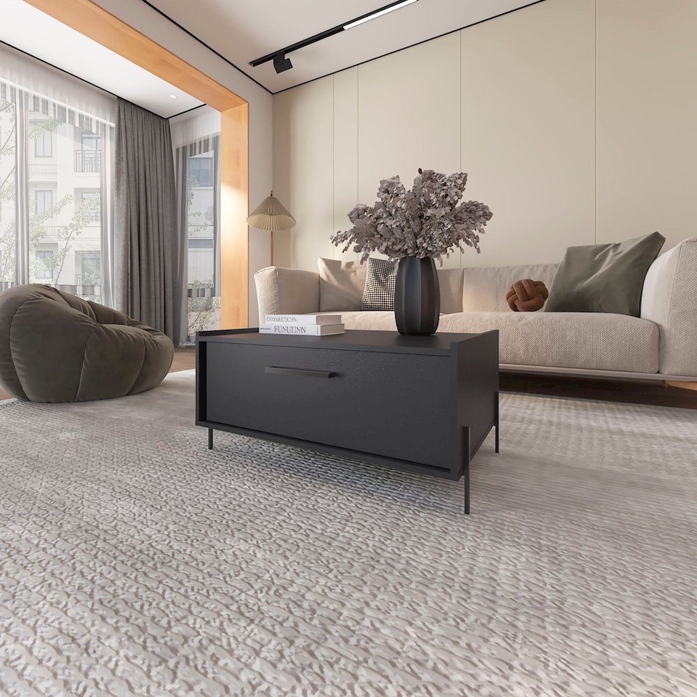 Glendale Coffee Table with Flip-Down Door in Melamine, Wenge. Picture 8