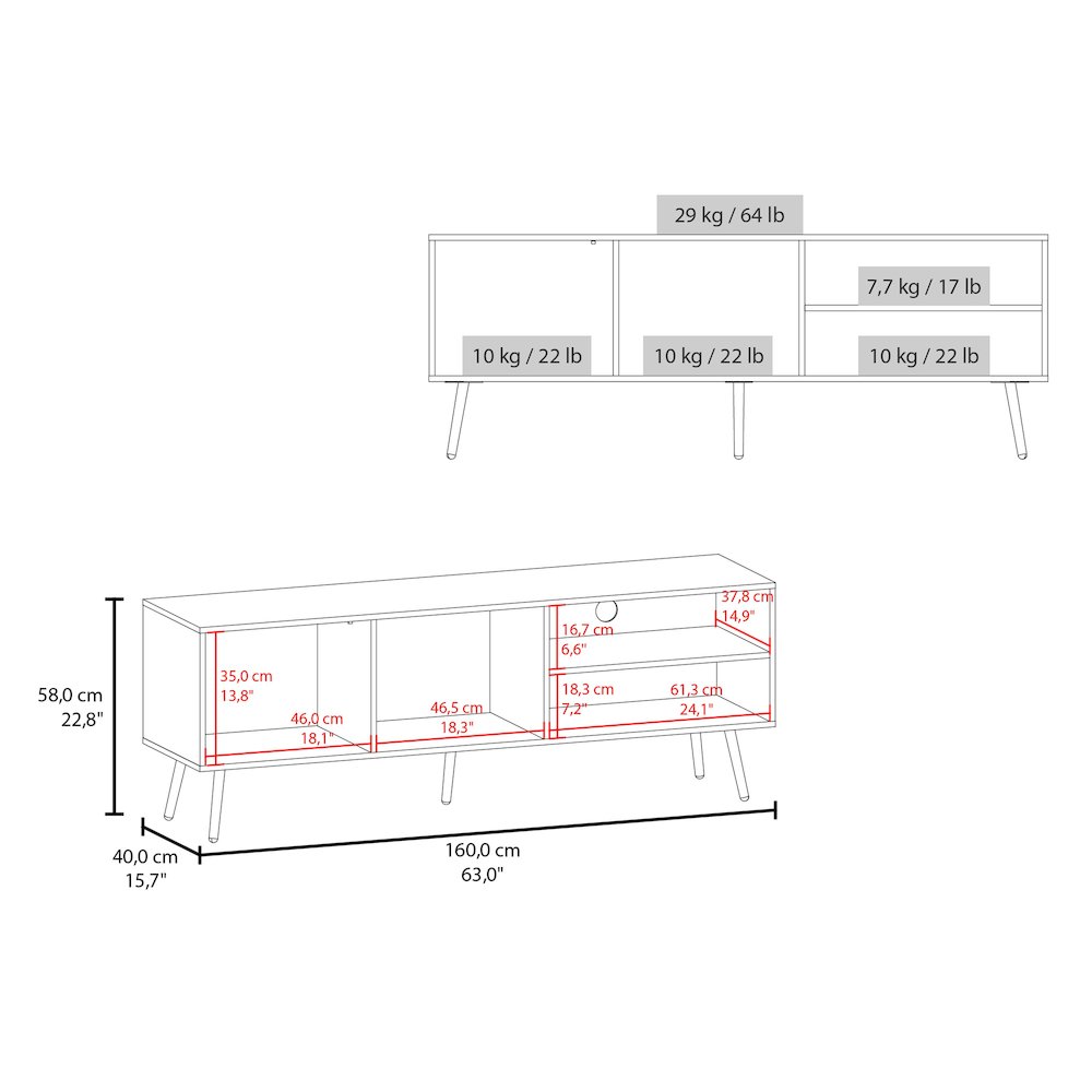 Mescal Tv Stand Multistorage with a Door and Open Storage, White. Picture 2