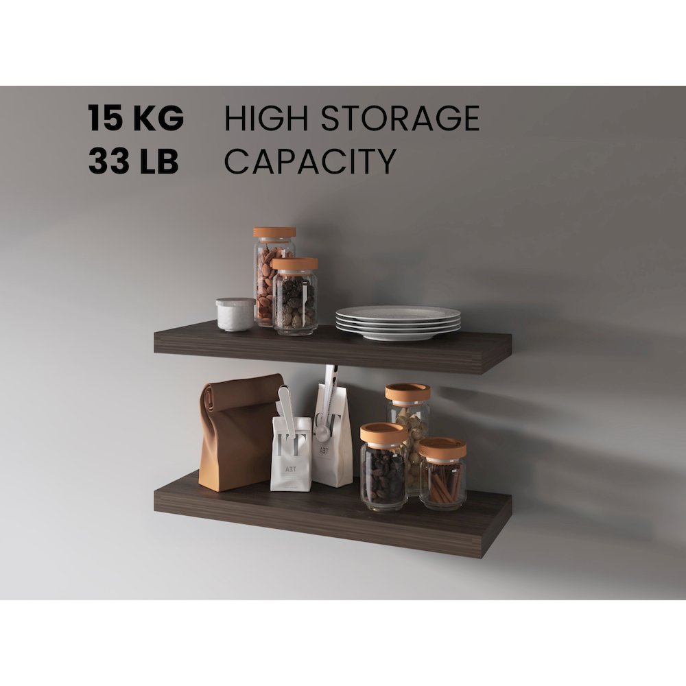 Iva Floating Shelf in Melamine x2,Sienna Oak. Picture 5