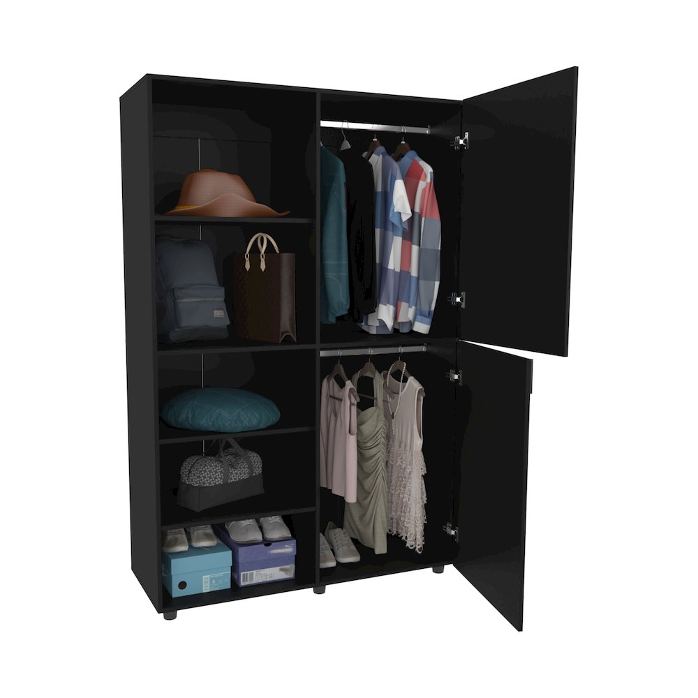 Ollie 2-Door Wardrobe with Open Storage,Wengue. Picture 5