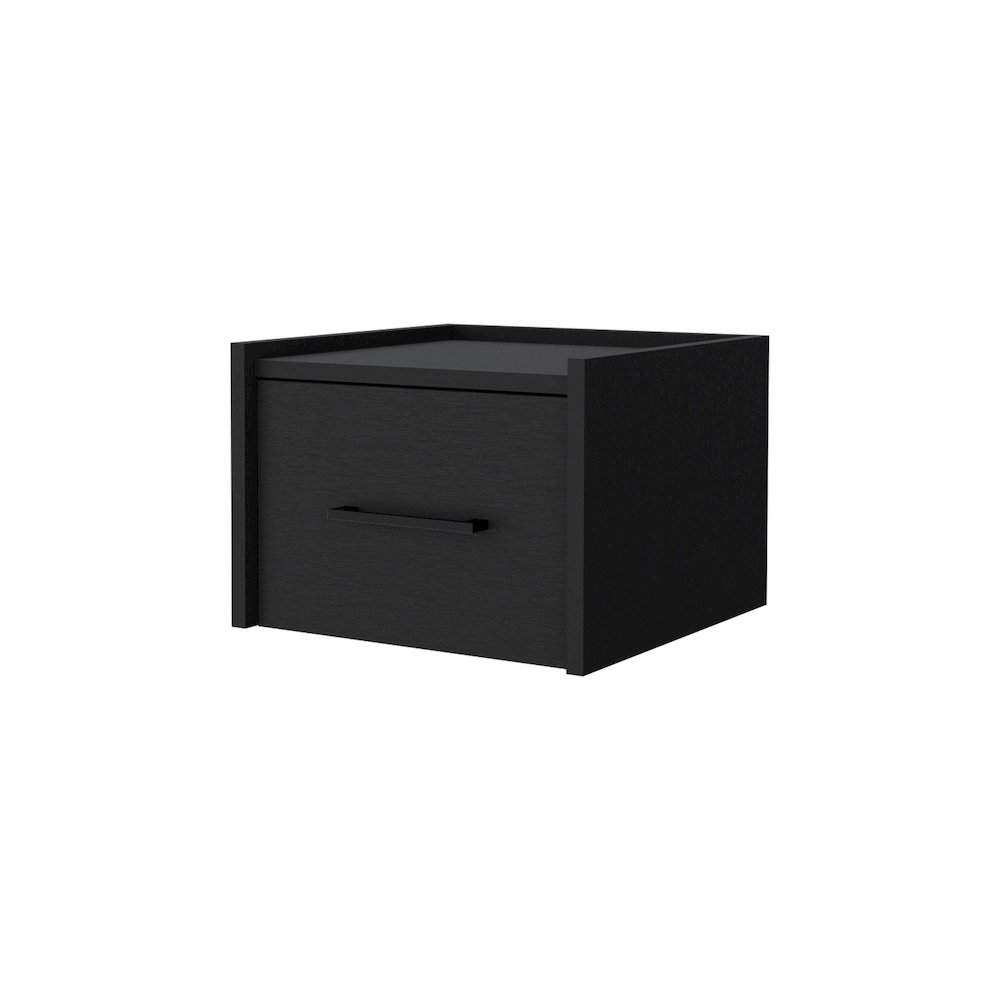 Elfrida Wall-Mounted Nightstand, Sleek Single-Drawer Design, Wenge. Picture 1