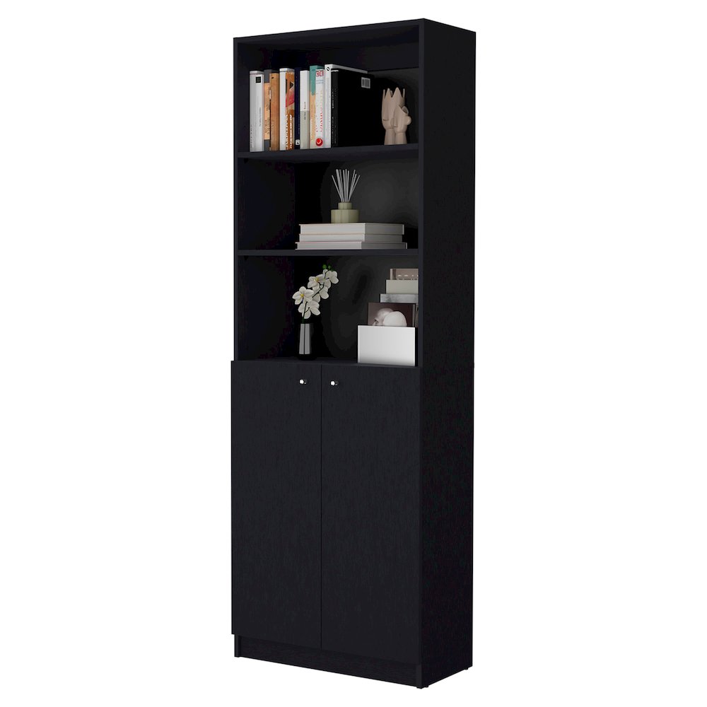 Sutton 2-Door Bookcase, Storage with Multi-Level Shelves, Wenge. Picture 6