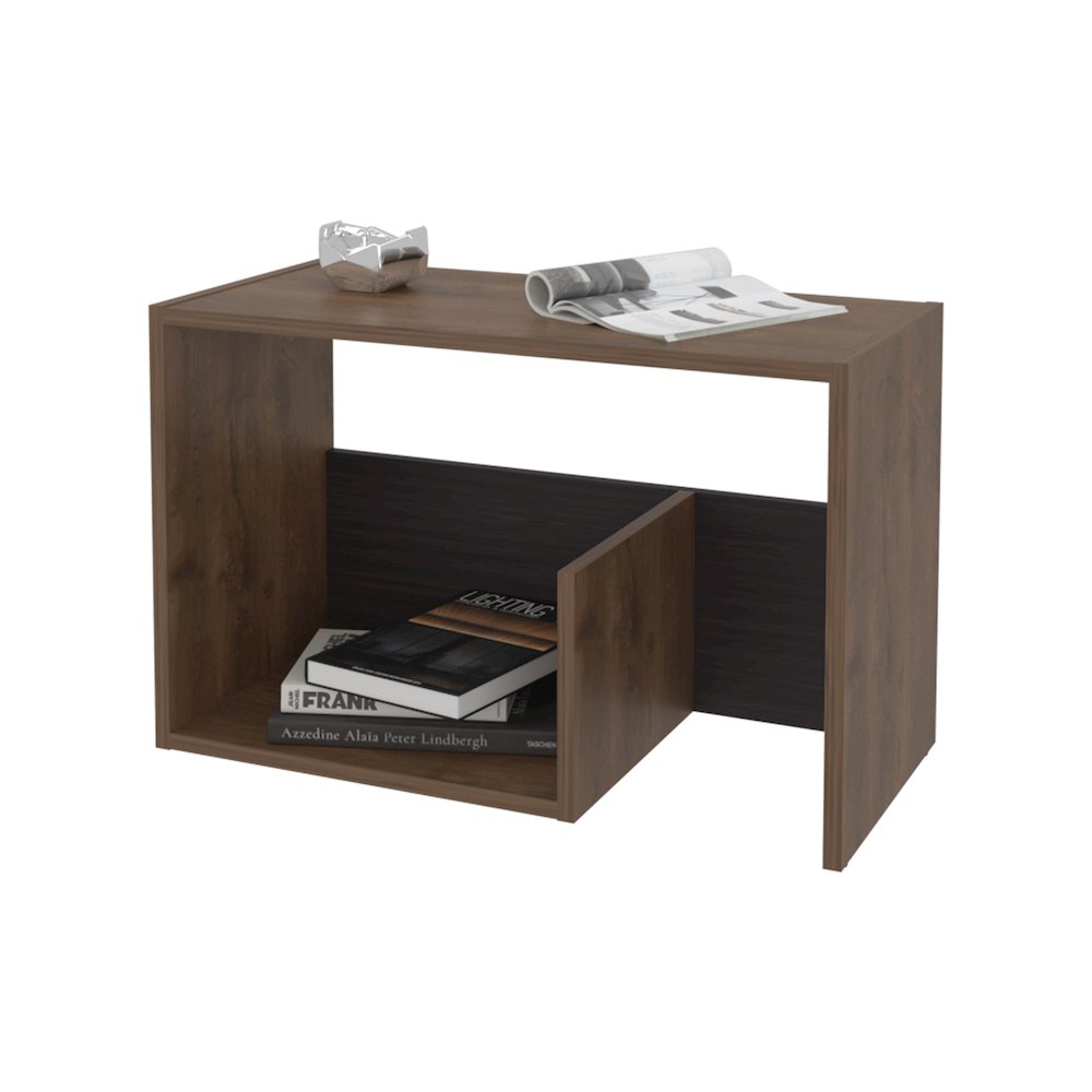 Vega Side Table in Melamine with Open Storage, Dark Brown and Wengue. Picture 5