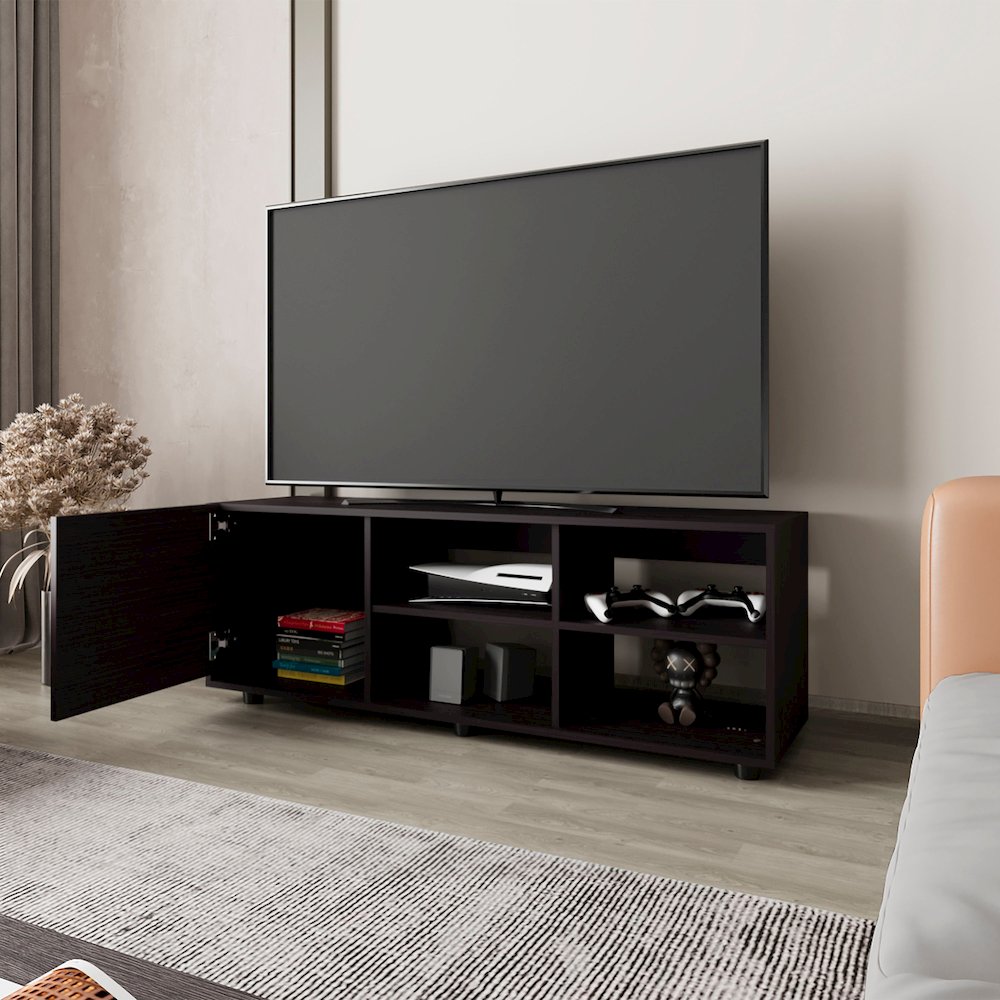 Parker TV Stand with a Door and Open Storage,Wengue. Picture 3