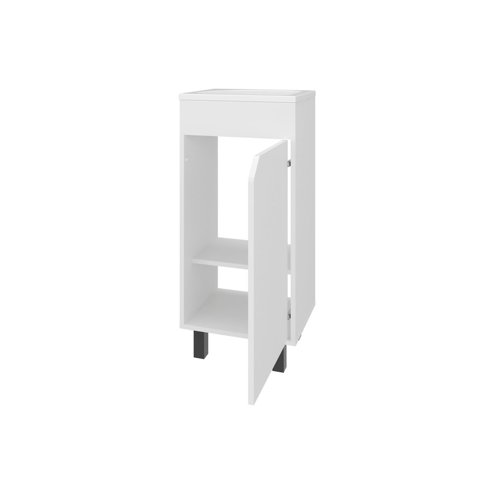 Quartzsite  Bathroom Vanity with Integrated Sink and Faucet, White. Picture 6