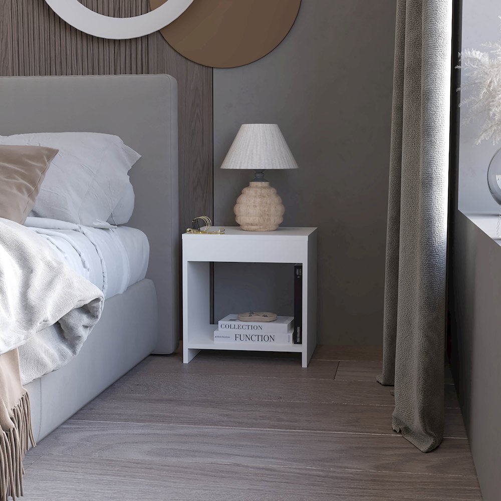 Anegam Nightstand with Open Storage, White. Picture 7