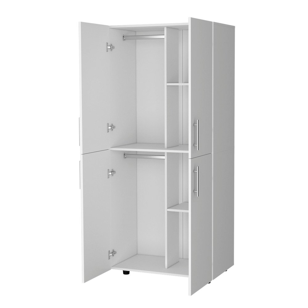 Hazel Armoire in melamine with 2 doors , 4 shelves and 2 clothes hanging bar. Picture 3