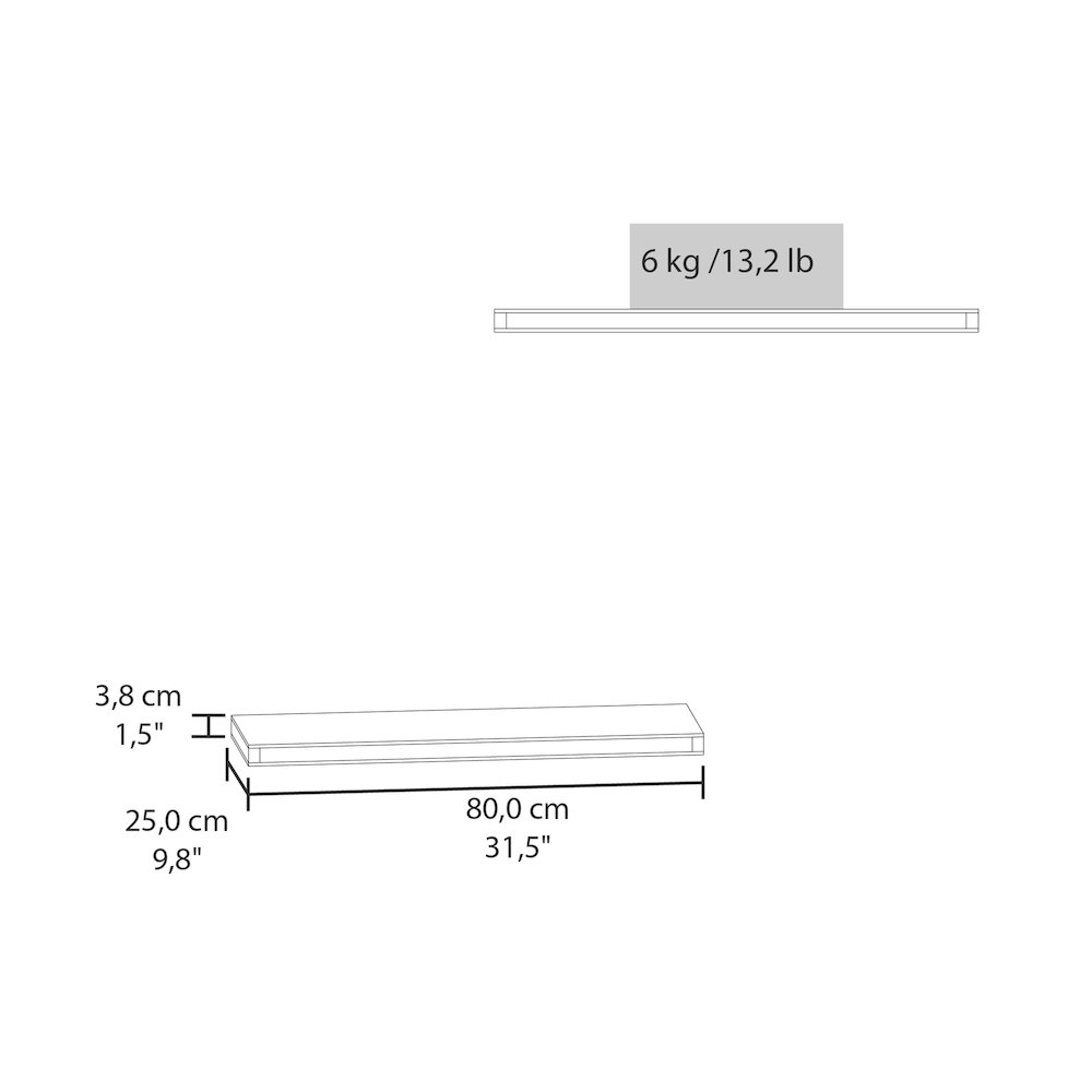 Iva Floating Shelf in Melamine x2, Taupe. Picture 2
