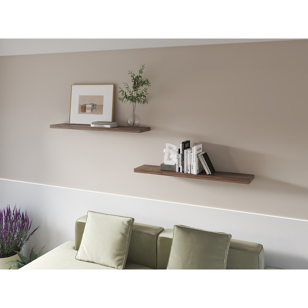 Greer Floating Shelf in Melamine x2, Dark Brown. Picture 6