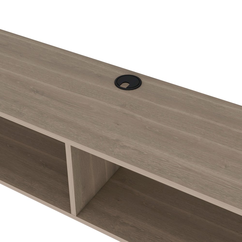 Central Floating media rack in melamine with two shelves,white oak. Picture 6
