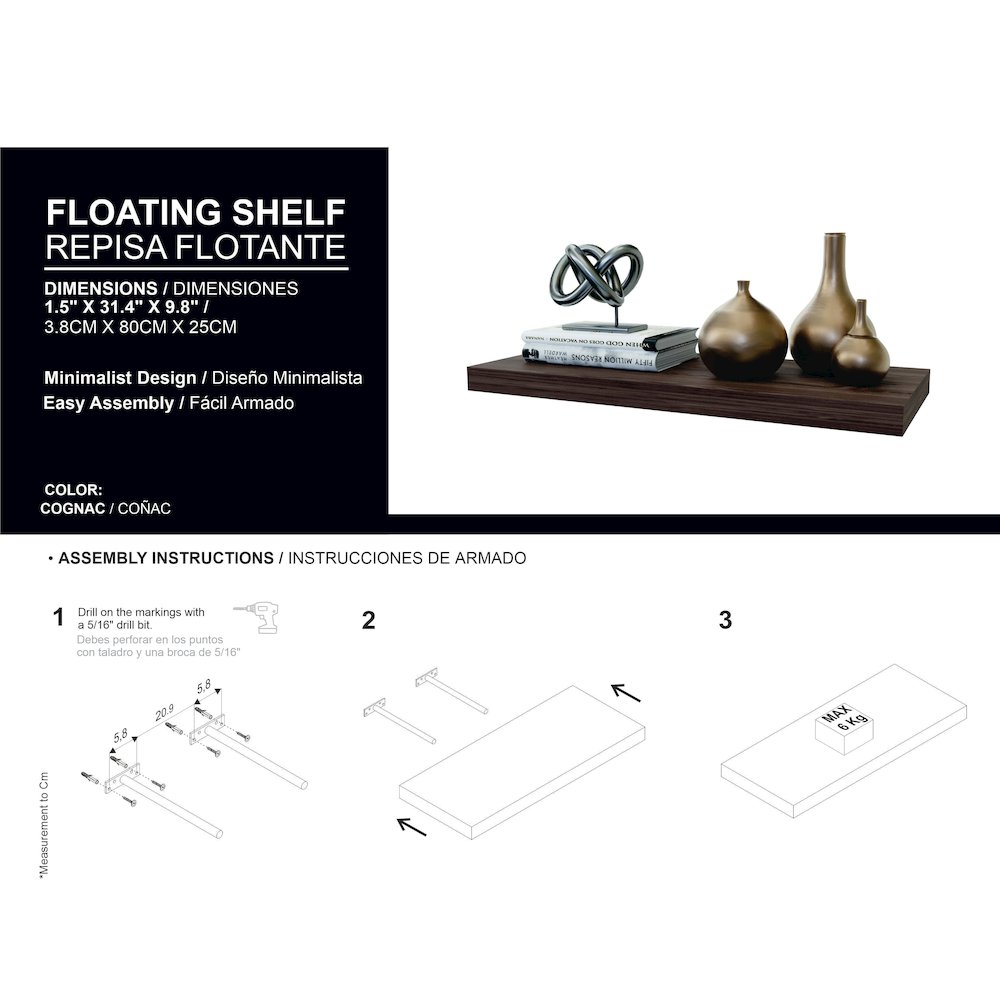 Iva Floating Shelf in Melamine x2, Pine. Picture 3