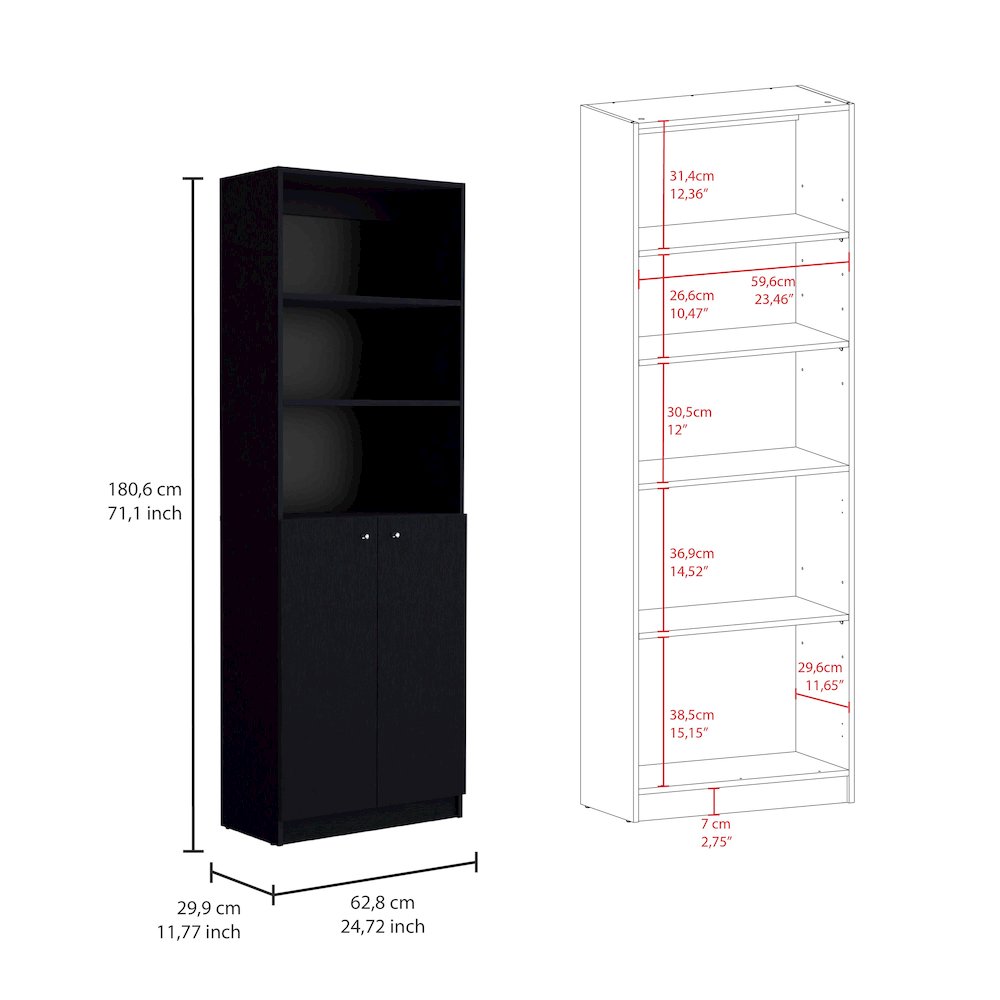 Reid 2 Piece Living Room Set with 2 Bookcases, Wenge. Picture 2