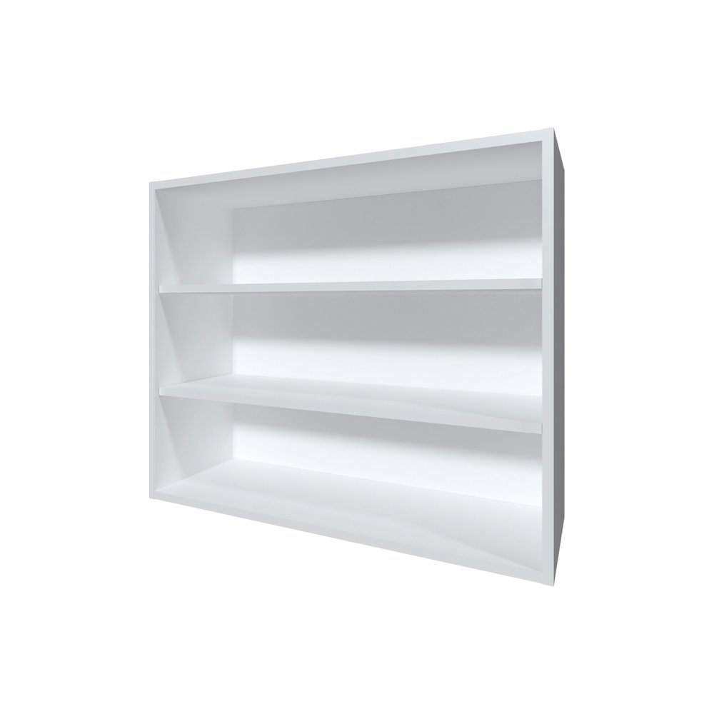 Chinle Wall Cabinet in Melamine with Open Storage, White. Picture 1