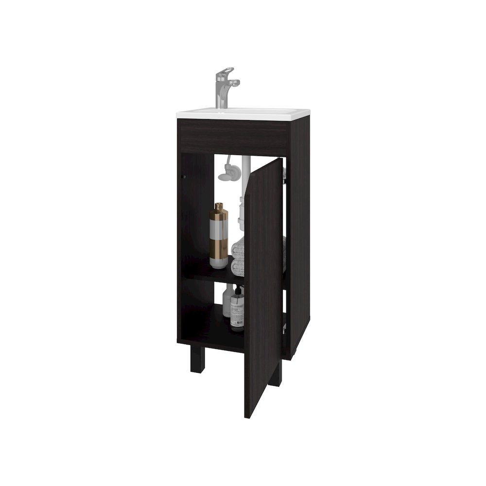 Quartzsite  Bathroom Vanity with Integrated Sink and Faucet, Wengue. Picture 8