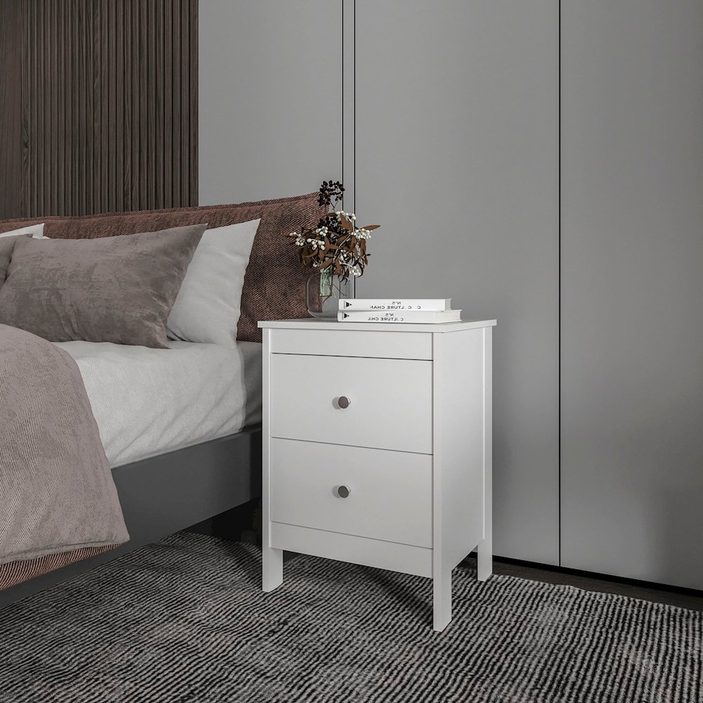 Nogales NightStand with 2 Drawers, Withe. Picture 4