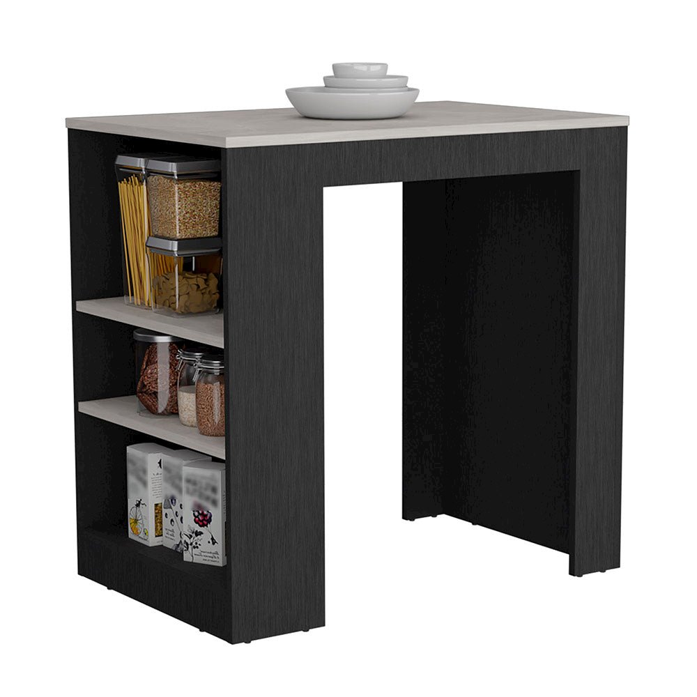 Harlan Kitchen Island, Counter Height Table Top with 3-Side Shelf. Picture 8