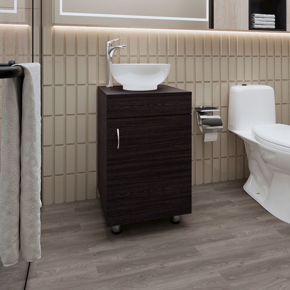 Loli Bathroom Vanity with Integrated Sink and Faucet, Wengue. Picture 4