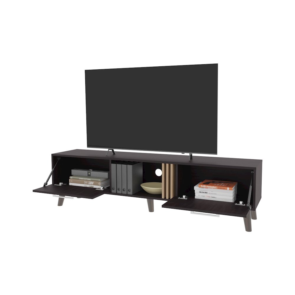 Dragon Tv Stand with 2 Doors and Open Storage, Wengue. Picture 5