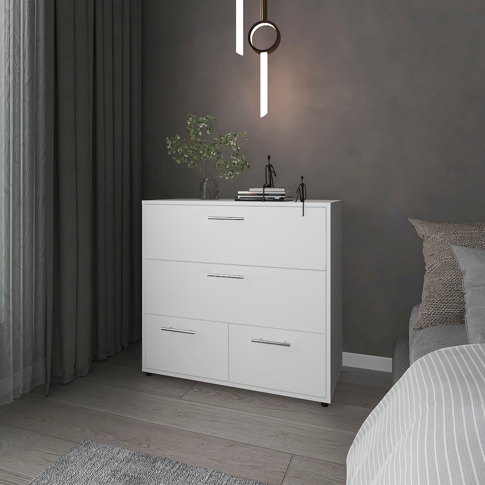 Oto Dresser with 4 Spacious Drawers, White. Picture 6