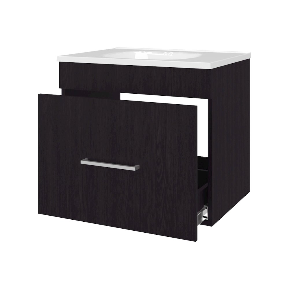 Story Floating Bathroom Vanity Set with Sink, One Drawer Wengue. Picture 6