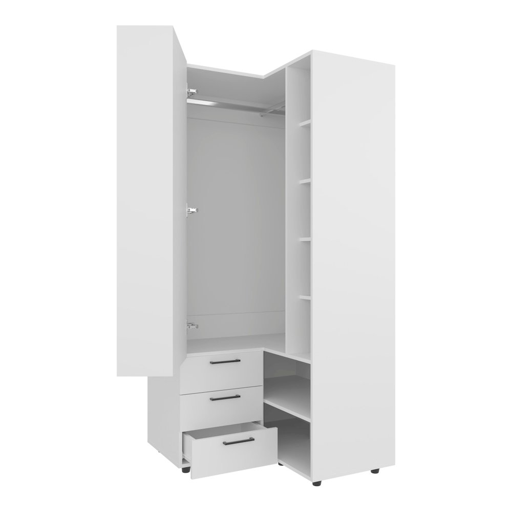 Thatcher Armoire- wardrobe, shoe storage, Open Storage and 2 - drawer, White. Picture 3