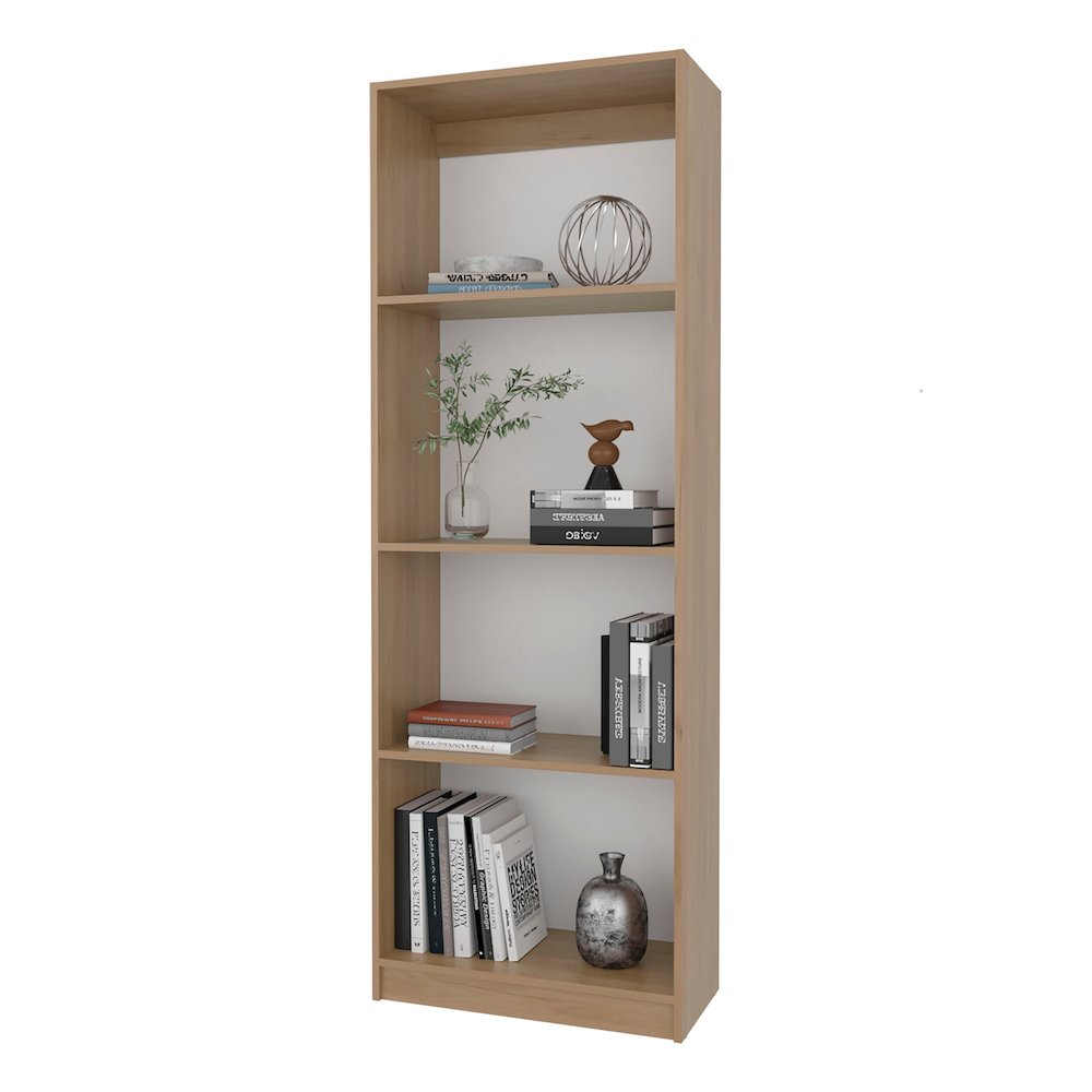 Bear Flat Bookcase with Open Storage and 4 Shelves ,Natural Oak and White. Picture 4