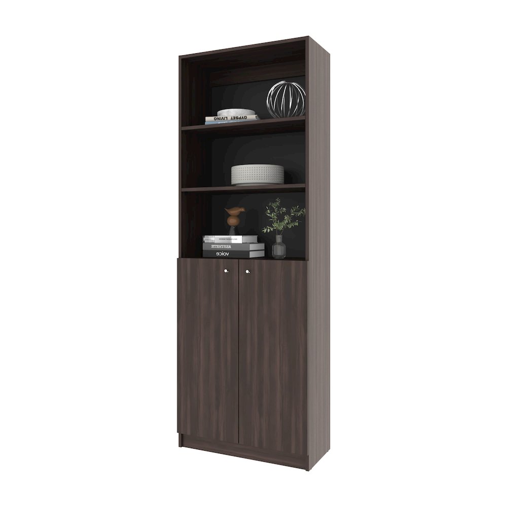 Beyerville Bookcase with Open Storage and 2 Doors, Stained Walnut. Picture 5