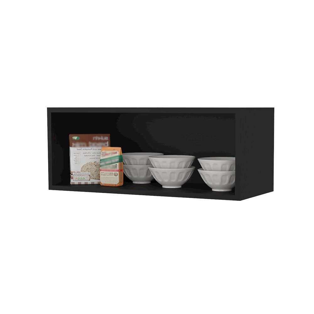 Hard Rock Wall Cabinet in Melamine with Open Storage, White. Picture 3