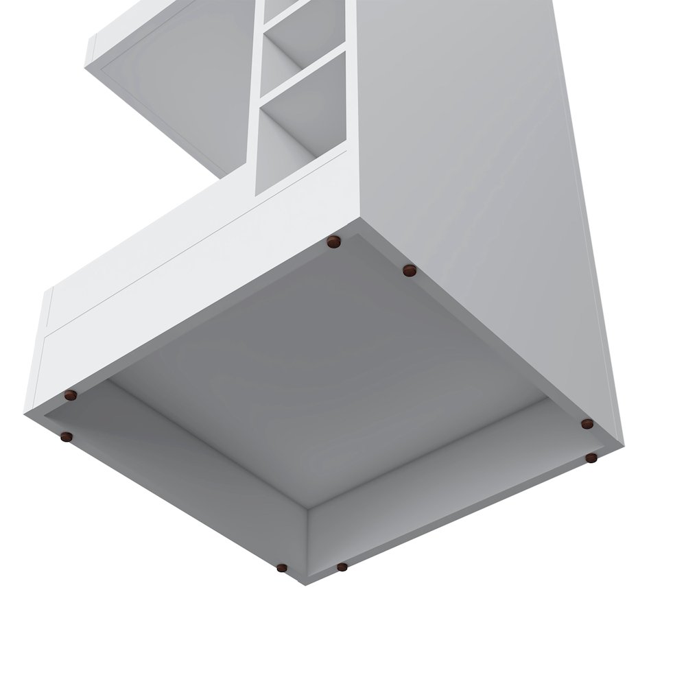 Lamer Corner Bar Cabinet with Wine Rack and Open Shelf, White. Picture 7