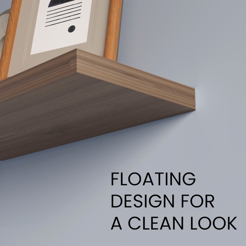 Iva Floating Shelf in Melamine x2,Natural Walnut. Picture 4