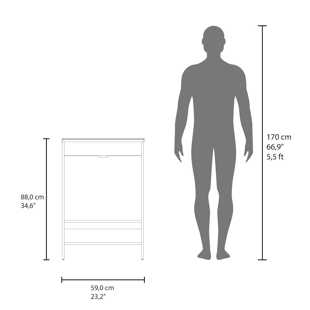 Shell Bathroom Vanity  with  2 Doors and Open Storage, White. Picture 7