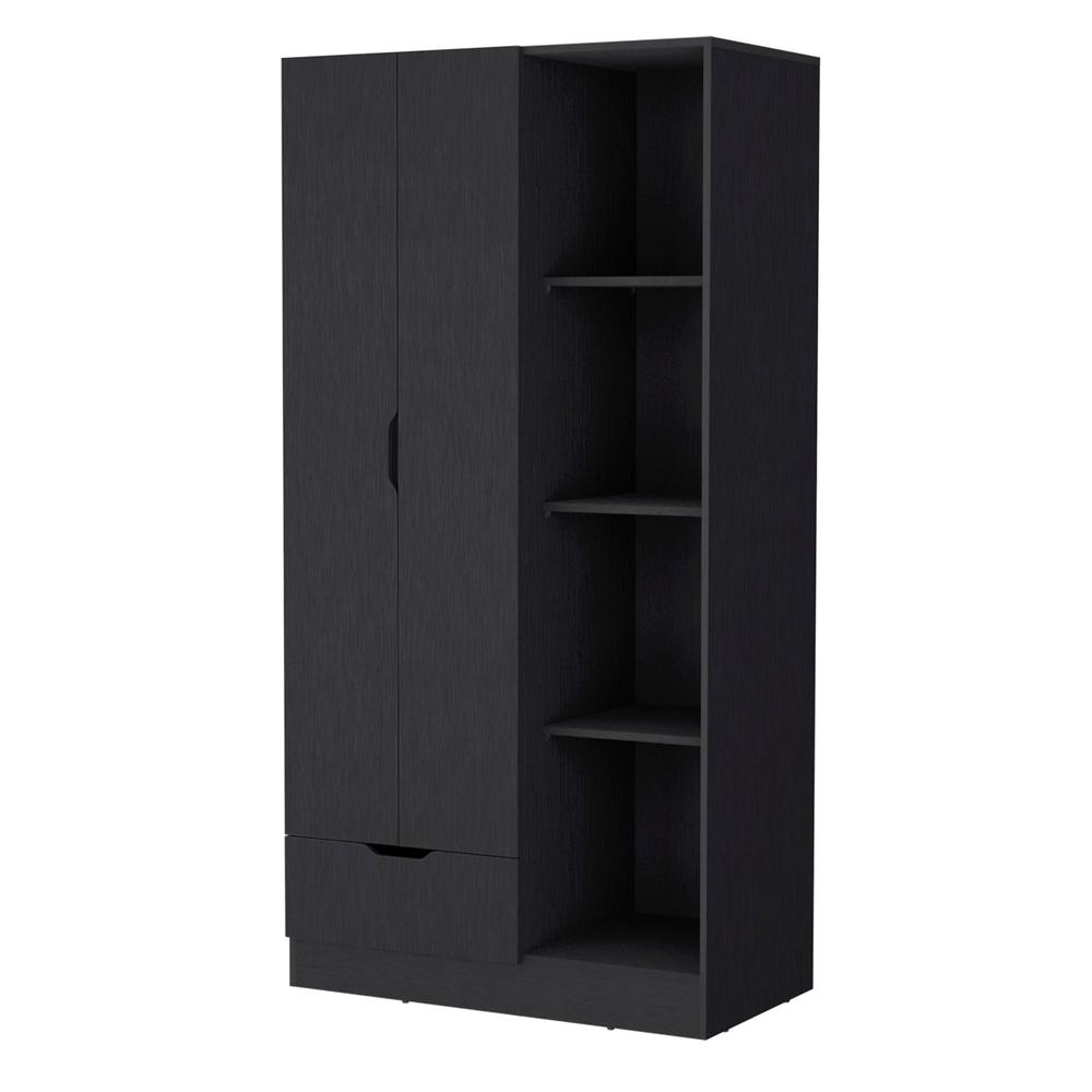 Redmond Armoire with Single Drawer, 4 Storage Shelves and Hanging Rod. Picture 1
