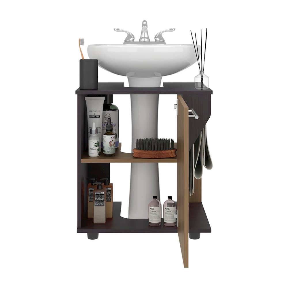 Bend Under Sink Storage Cabinet, Compact Design, with Two Shelves, White. Picture 3