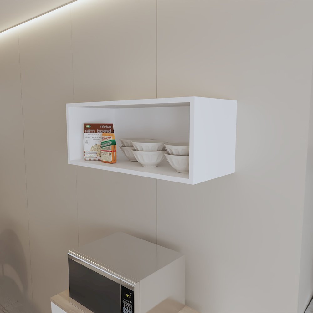 Hard Rock Wall Cabinet in Melamine with Open Storage, Wenge. Picture 7