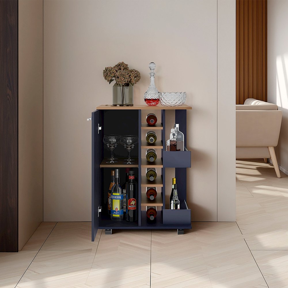 Carefree bar cabinet, bottle racks, double side shelves, modern design. Picture 3