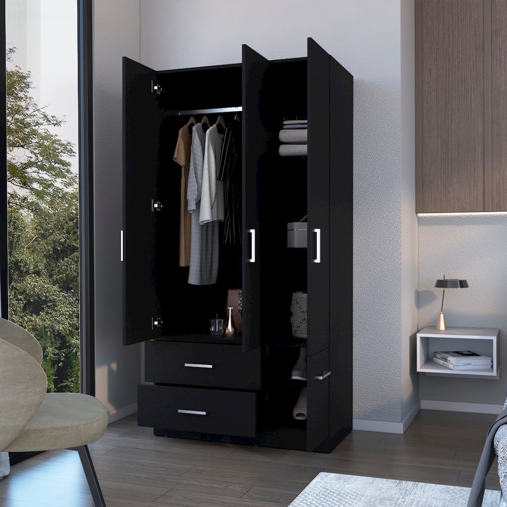 Douglas Armoire in melamine, two drawers, hanging rod and 4 doors.. Picture 5