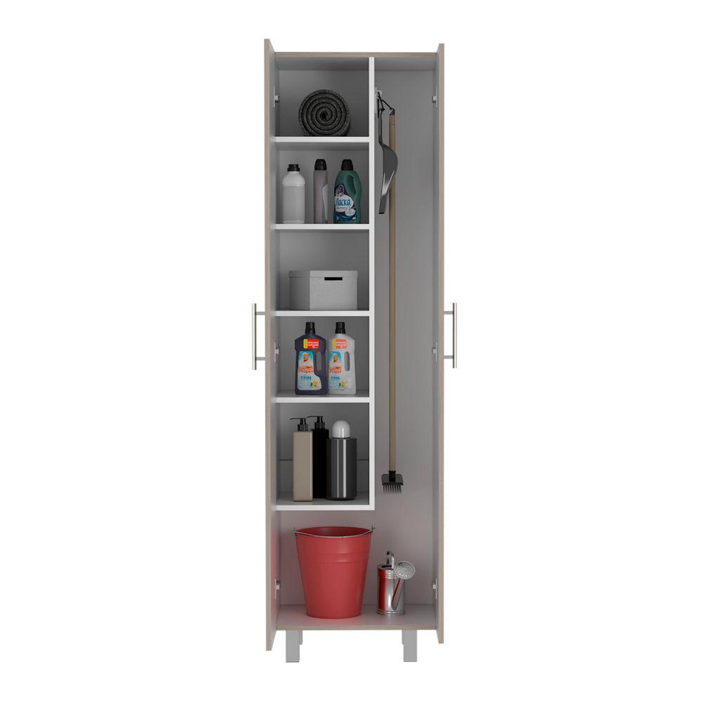 Norway Broom Closet Pantry, Five Shelves, Double Door Cabinet, Four Legs. Picture 6