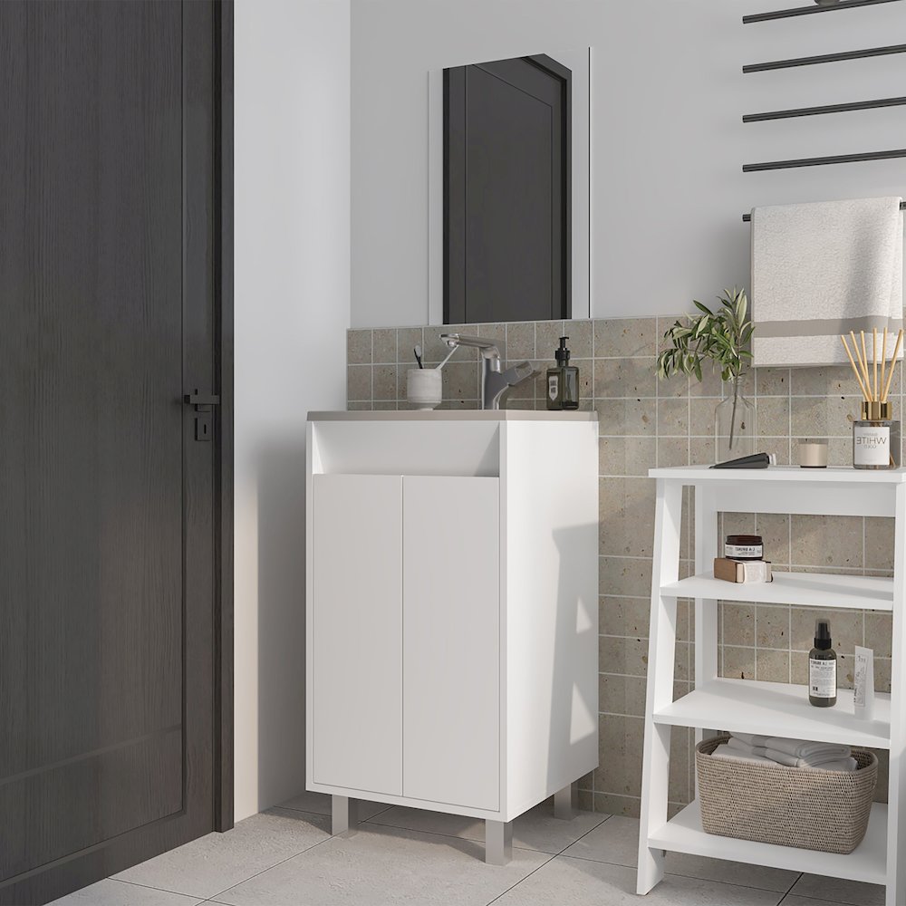 Saratoga Bathroom Cabinet with  2 Doors, White. Picture 4