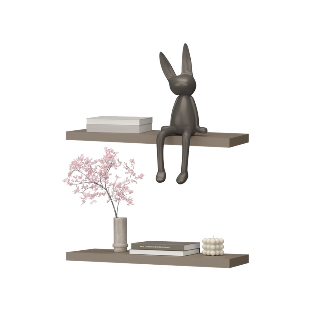 Iva Floating Shelf in Melamine x2, Taupe. Picture 6