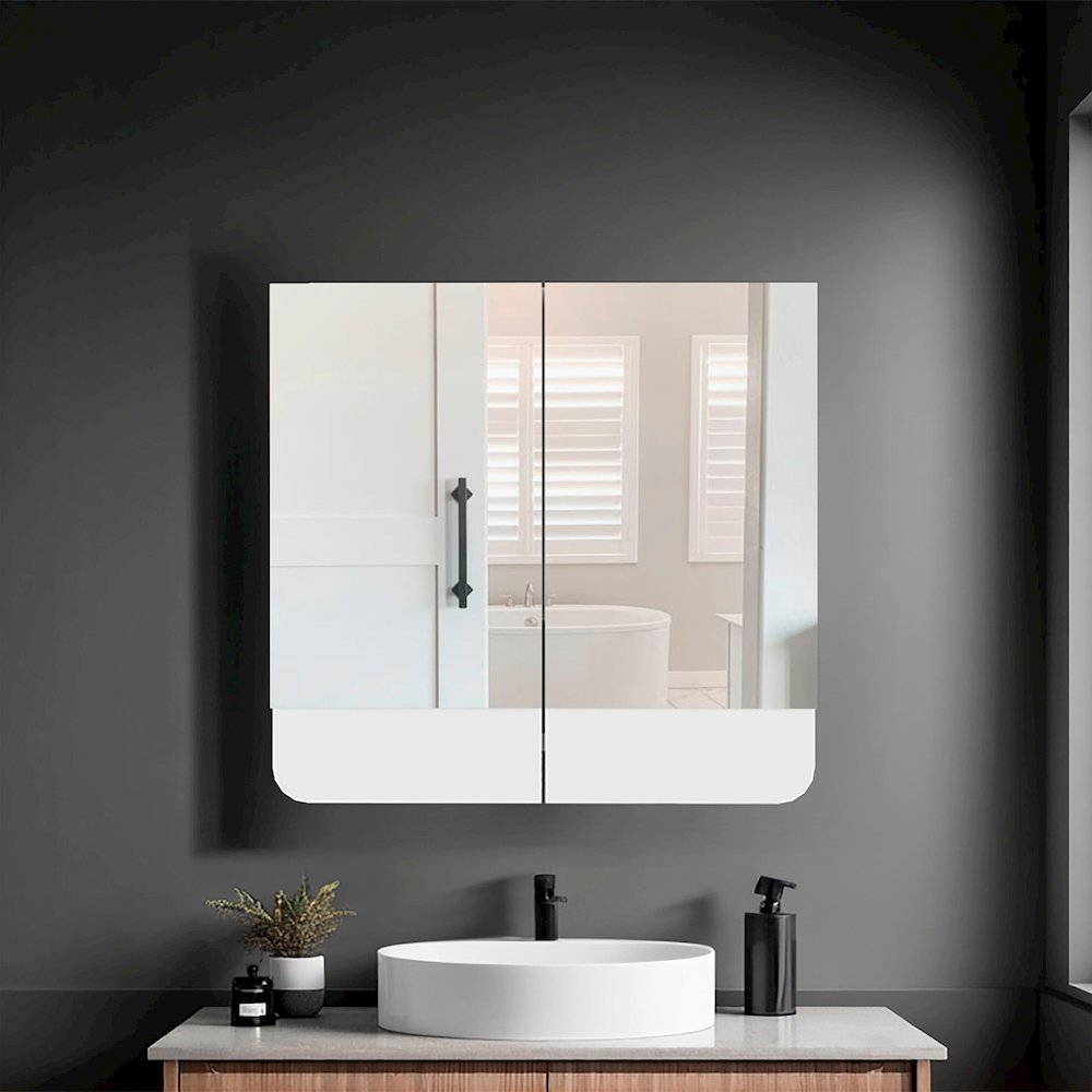 Medicine Cabinet, two swing doors, three spacious shelves, White. Picture 7