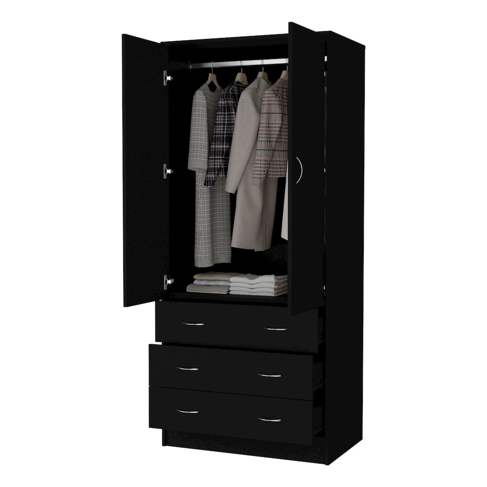Prescott Armoire, with 2 doors, 3 drawers and 1 hanging rod, Wenge. Picture 6