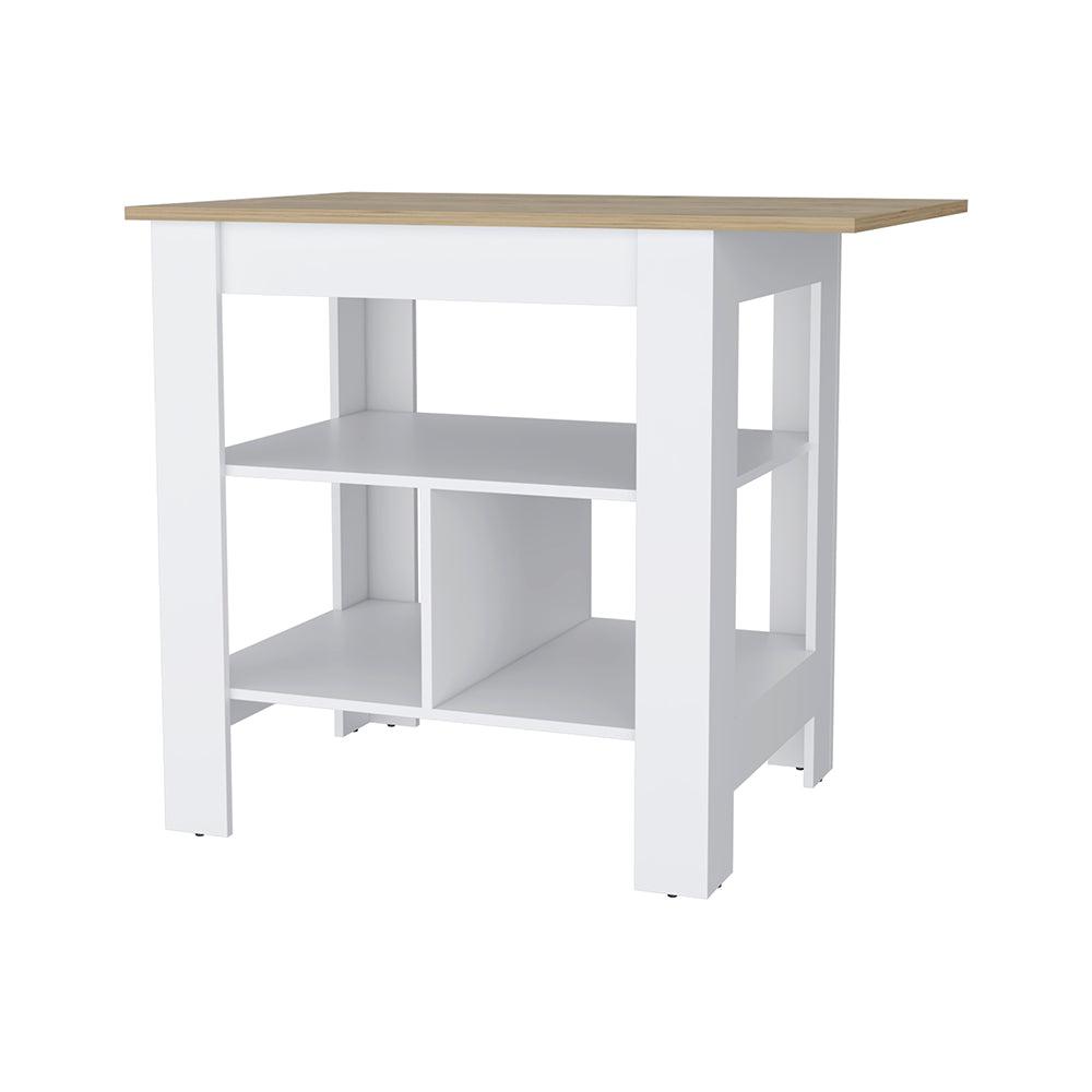 Lisbon Kitchen Island, 3-Tier Shelf and Large Workstation. Picture 1