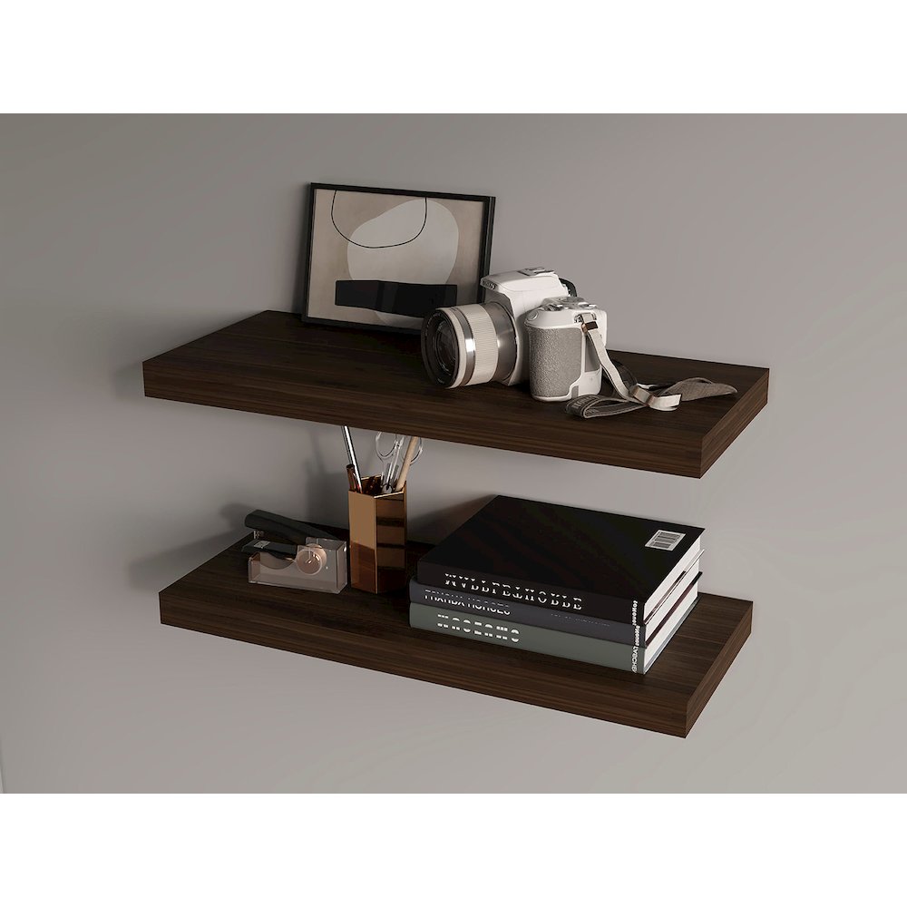 Iva Floating Shelf in Melamine x2,Dark Walnut. Picture 7